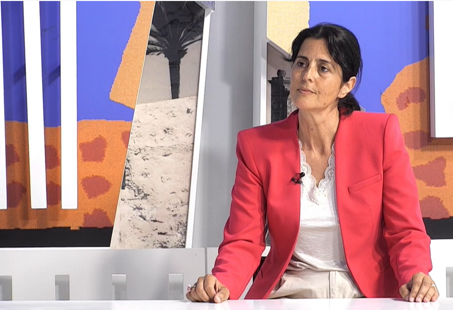 La alcaldesa de Haría, Evelia García, en la entrevista de este jueves en Biosfera TV