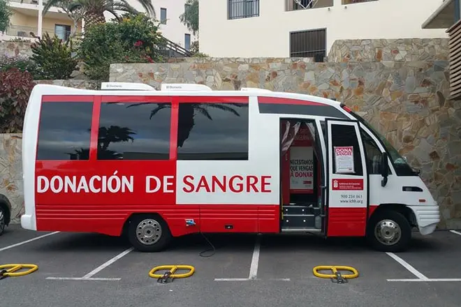 Punto de donación de sangre. Imagen de archivo.