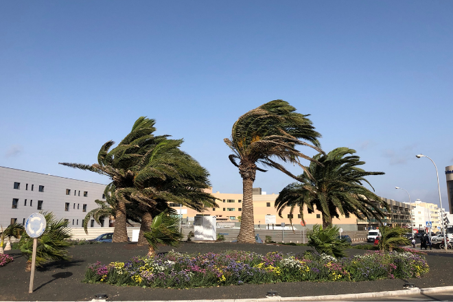 Fuerte racha de viento en Lanzarote.