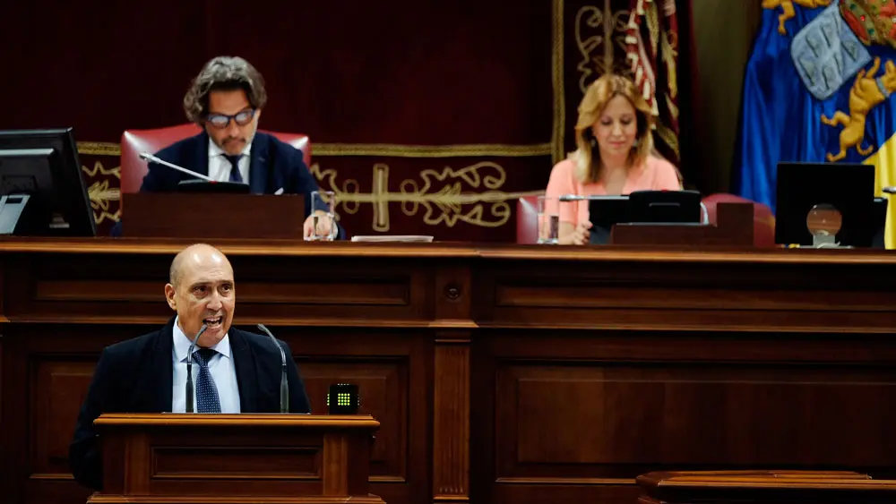 Pedro Viera durante una intervención en el Parlamento de Canarias