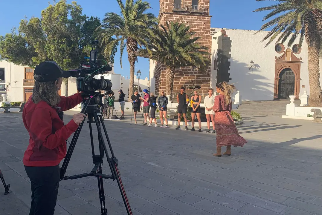 Pilar Rubio grabando en la Villa de Teguise.