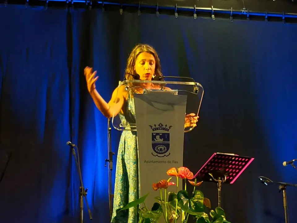 Ruth Corujo, en plena lectura del pregón