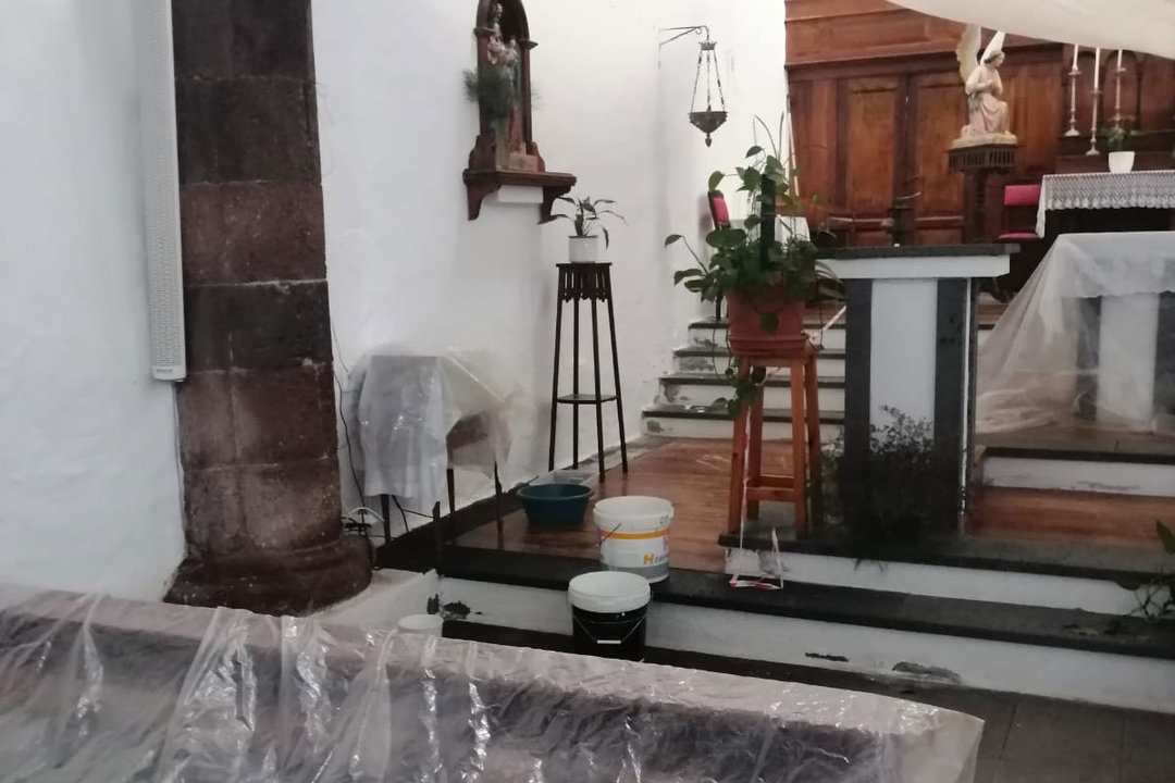 Estado de la iglesia de Guatiza tras las lluvias