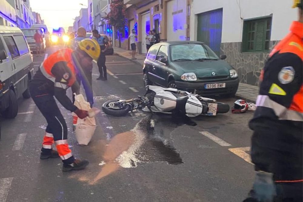 Accidente de una motocicleta en Arrecife