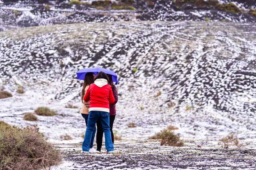 Granizo del fin de semana en Lanzarote. Fotografías: Rocío Garrigós