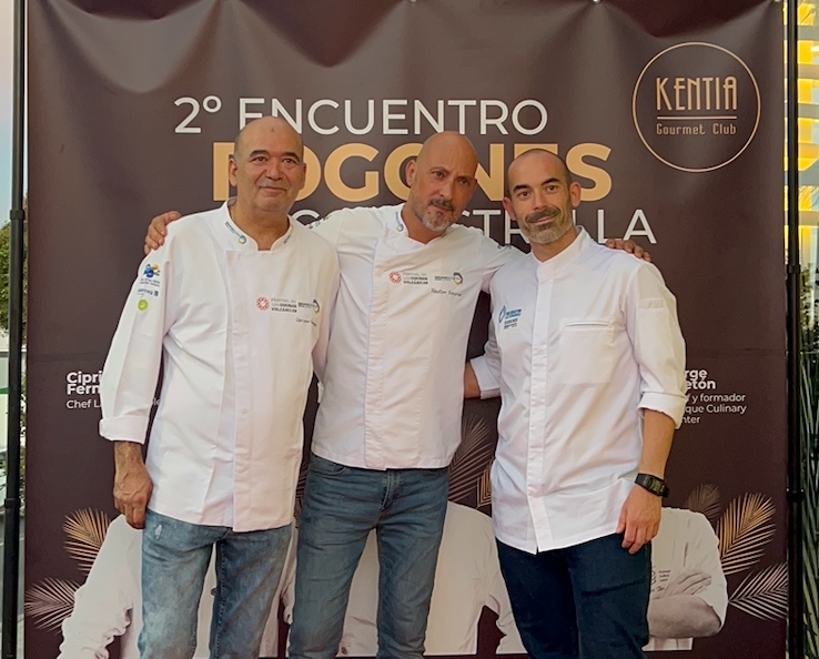 Fogones con Estrella. De izq. a dcha. los chefs Cipriano, Néstor y Jorge.
