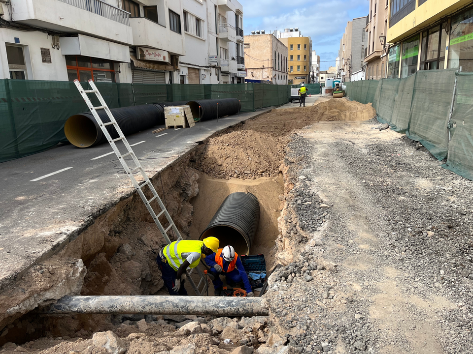 Obras de saneamiento en Arrecife.