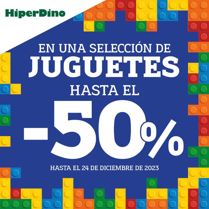 HiperDino pone a la venta una selección de juguetes juguetes con el 50% de descuento.