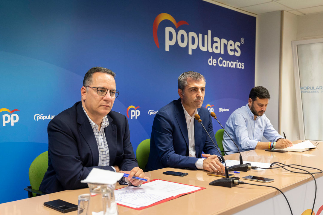 El presidente del PP de Canarias, Manuel Domínguez en la Junta Directiva Autonómica del partido este lunes. Imagen: EFE.
