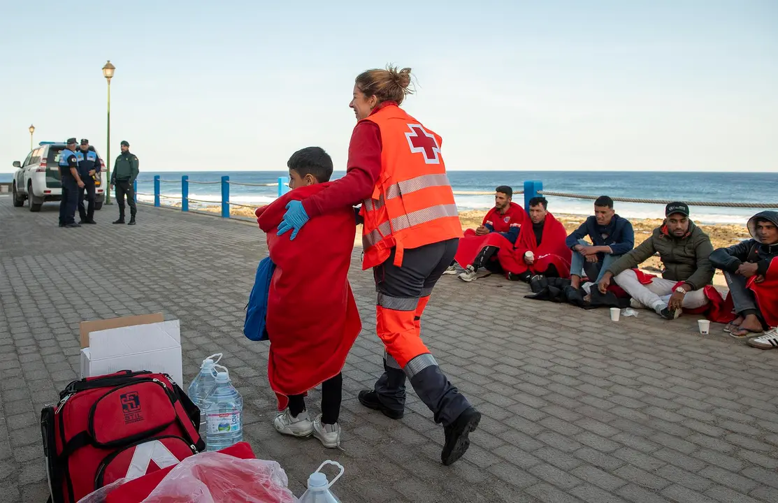 Llegada de personas migrantes a La Santa.