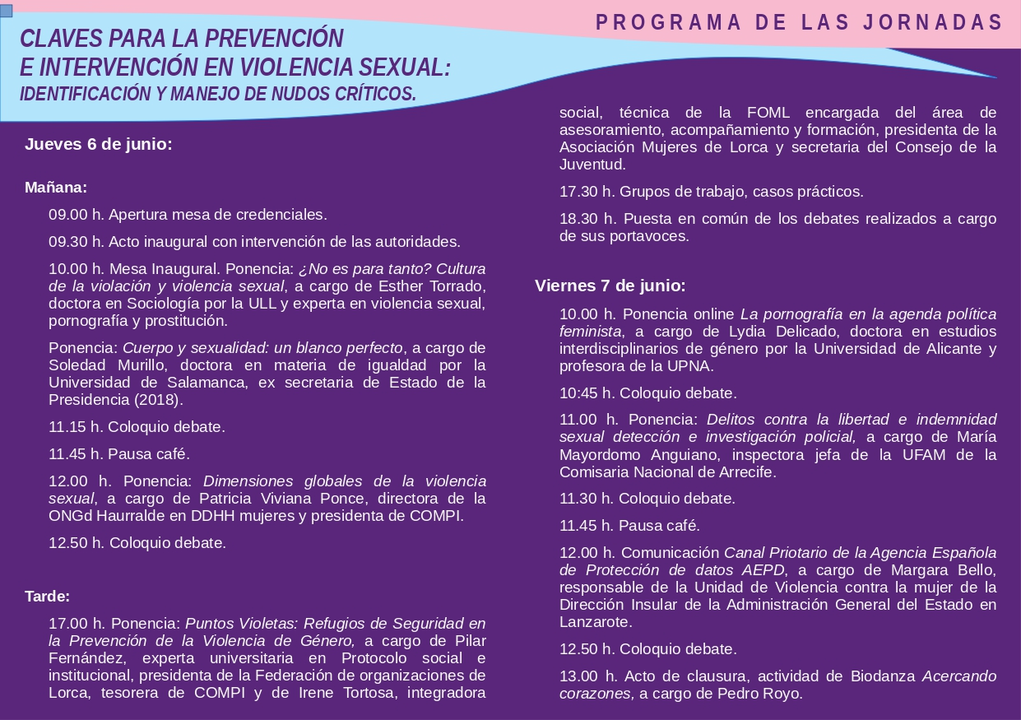 Programación jornadas.
