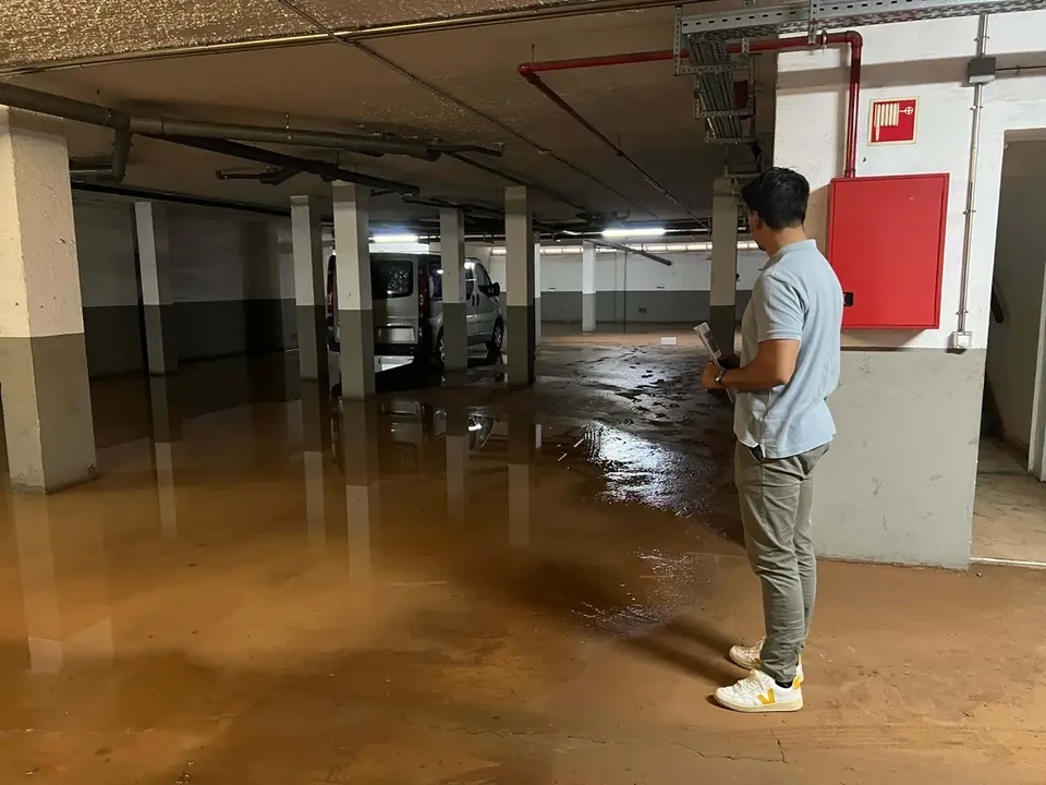 Uno de los garajes afectados por la lluvia en Arrecife