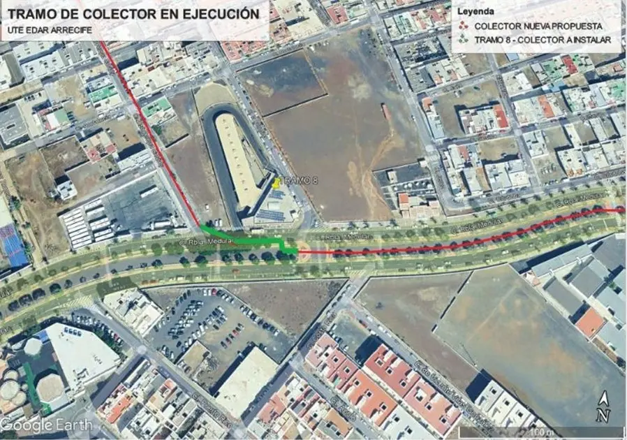 Tramo de ejecución de las obras en Arrecife
