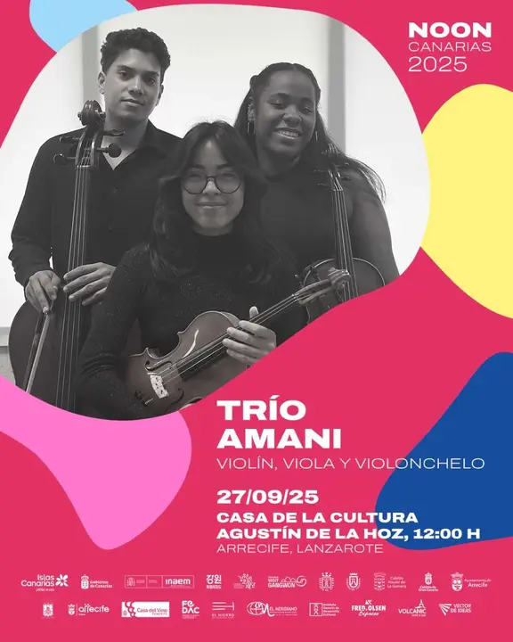 <b>El Festival Noon completa su cartel de septiembre en Arrecife con la actuación este sábado 27 del trío Amani</b>