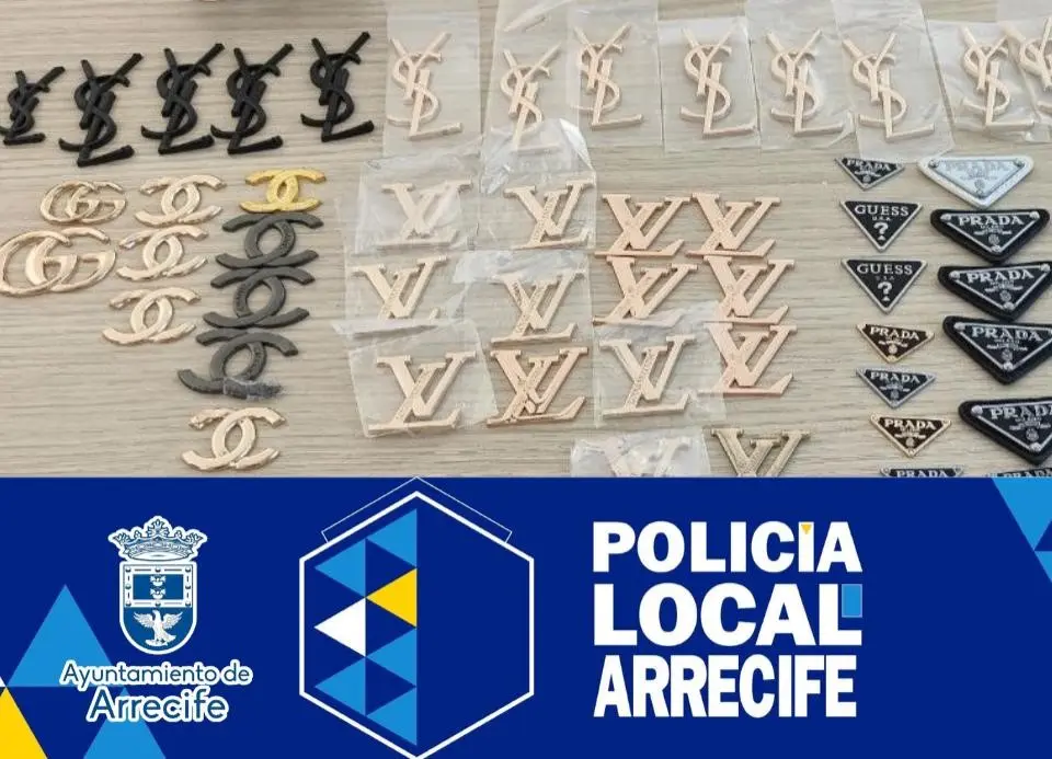 La incautación de la Policía Local de Arrecife identificó 500 productos de marcas falsificadas