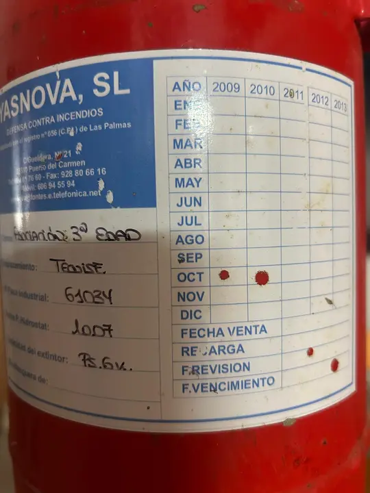 Uno de los extintores denunciados en Teguise