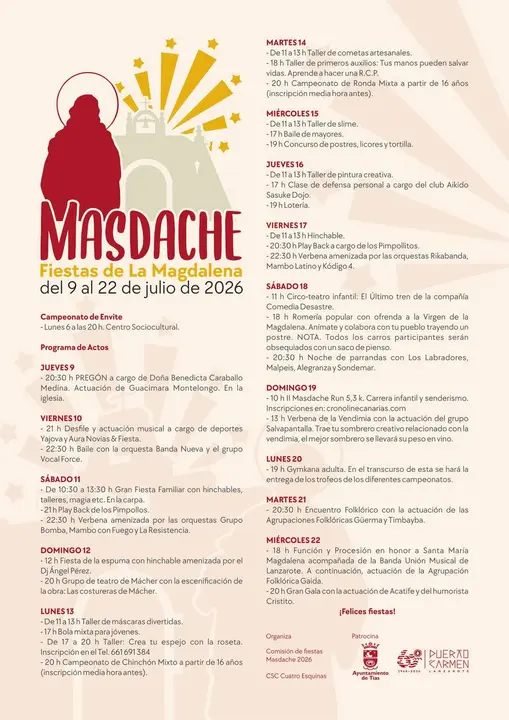 9 jul Programa Fiestas de La Magdalena Masdache 2026