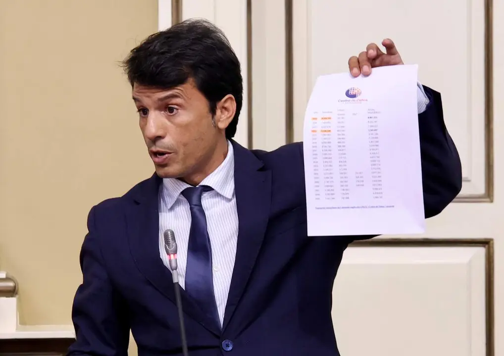 Marcos Bergaz (PSOE) durante su intervención en el pleno del parlamento este martes 