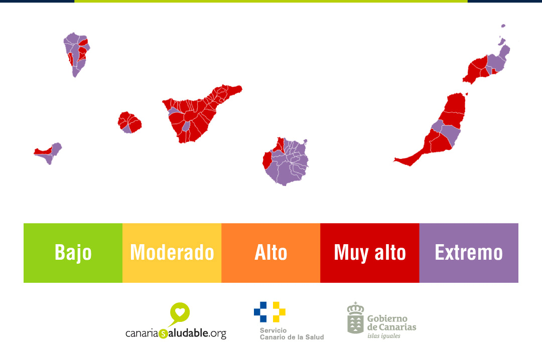 Mapa de la radiacion ultravioleta por islas