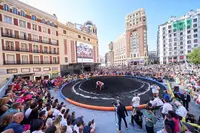 Luchadores en Plaza Callao