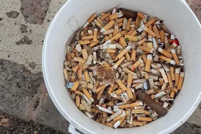 Colillas recogidas en la playa de La Garita en Arrieta