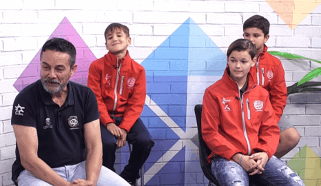 José Antonio Lasso y los karatecas Caleb Padrón, Marius Sasu y Amilie Skiba