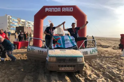 Los lanzaroteños en la meta del Panda Raid