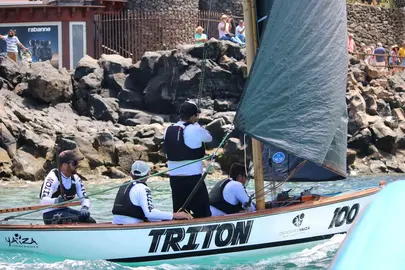 Tritón acercándose a la piedra.