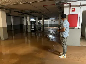 Uno de los garajes afectados por la lluvia en Arrecife