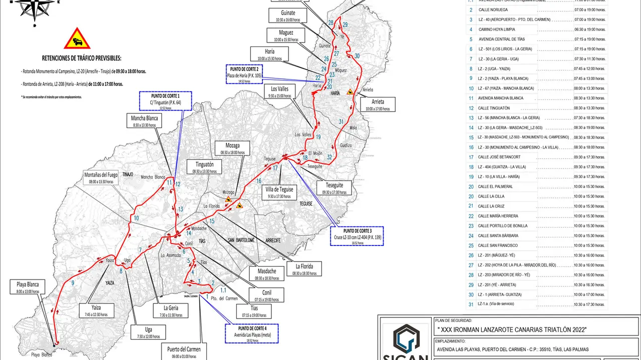 Carreteras cortadas Ironman