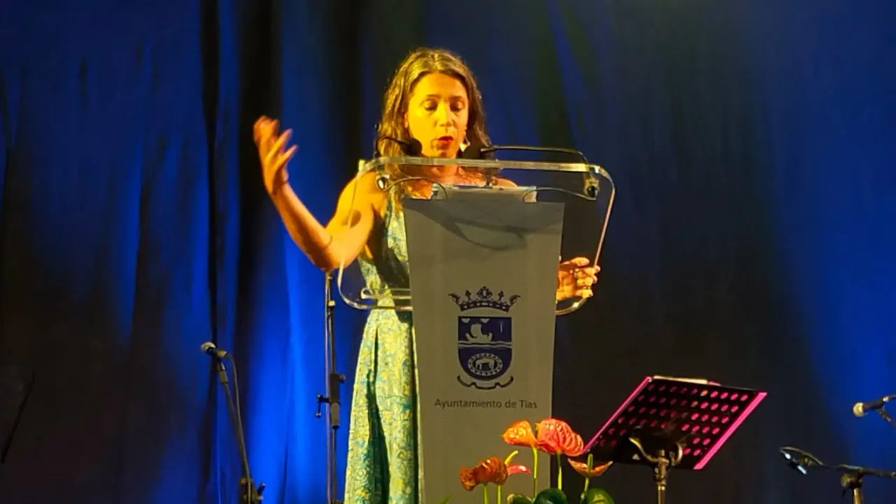 Ruth Corujo, en plena lectura del pregón
