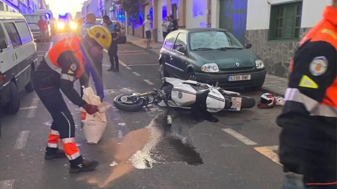 Accidente de una motocicleta en Arrecife
