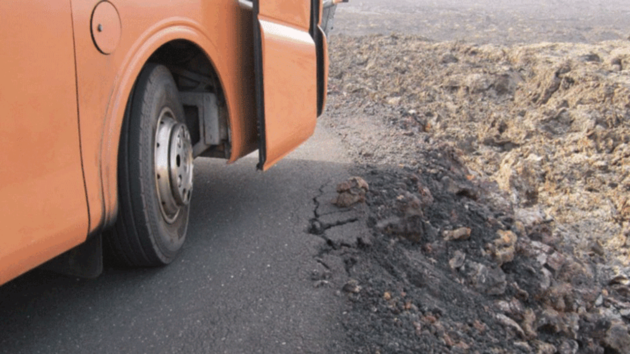Talud que se va a arreglar en la ruta de los volcanes