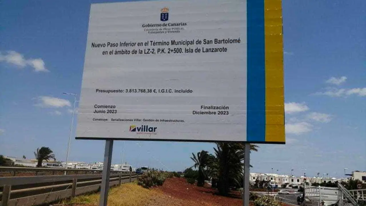 Cartel - nuevo paso subterráneo de Playa Honda