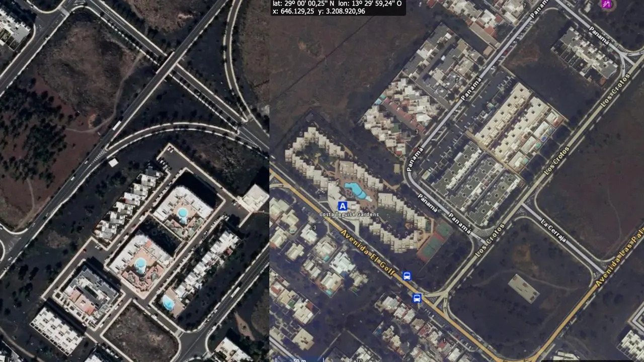 Palmeras en Costa Teguise, antes y ahora