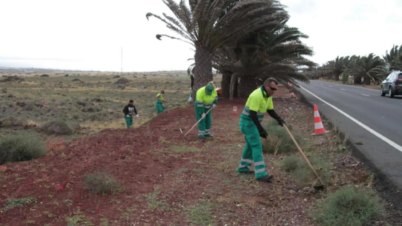 Limpieza de m&aacute;rgenes de carreteras. Imagen de archivo.