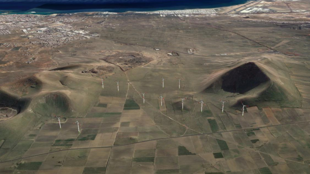 Parques eólicos en la zona de Zonzamas y Montaña Mina.