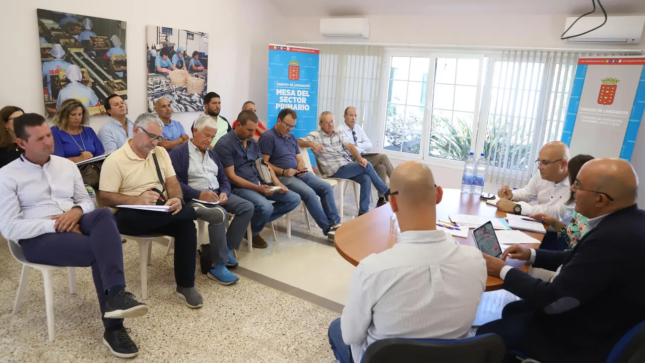 El director general de Agricultura con las asociaciones agrícolas de Lanzarote.