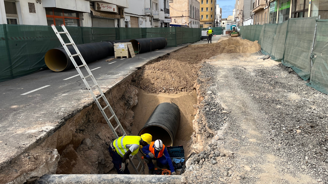 Obras de saneamiento en Arrecife.