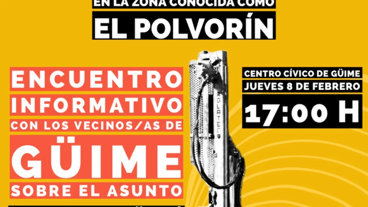 Cartel encuentro informativo en GÜime.