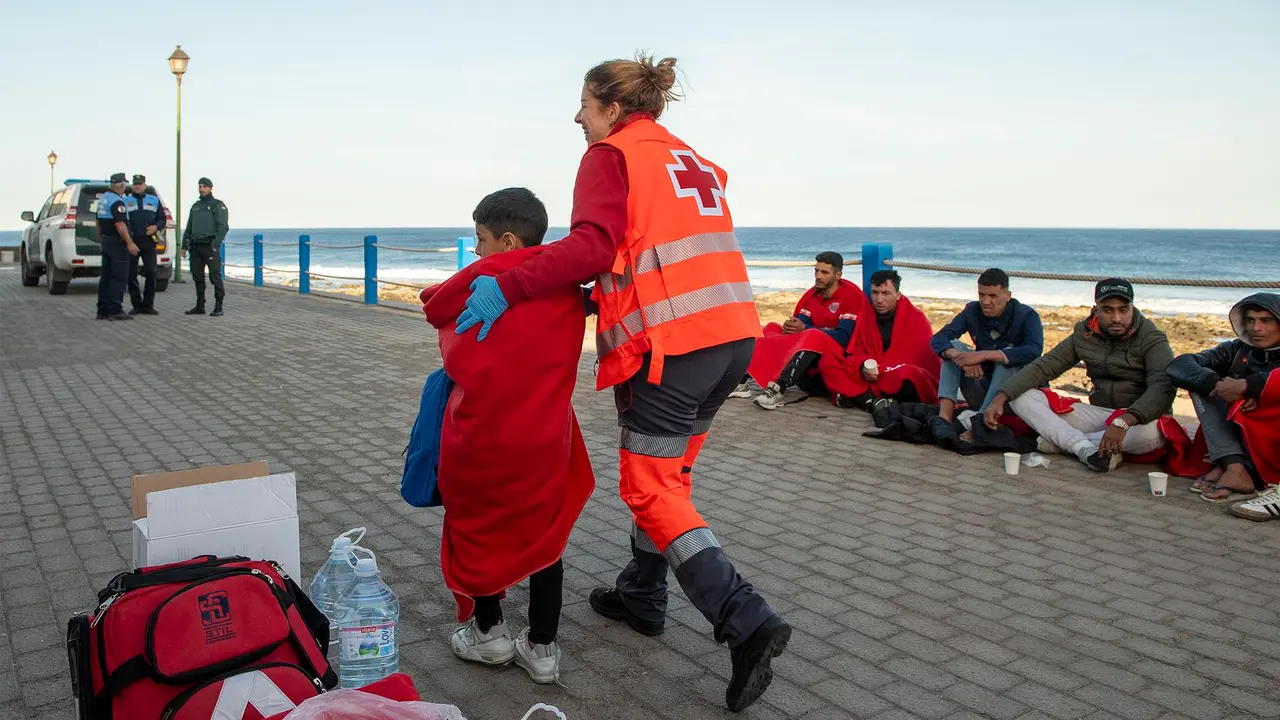 Llegada de personas migrantes a La Santa.