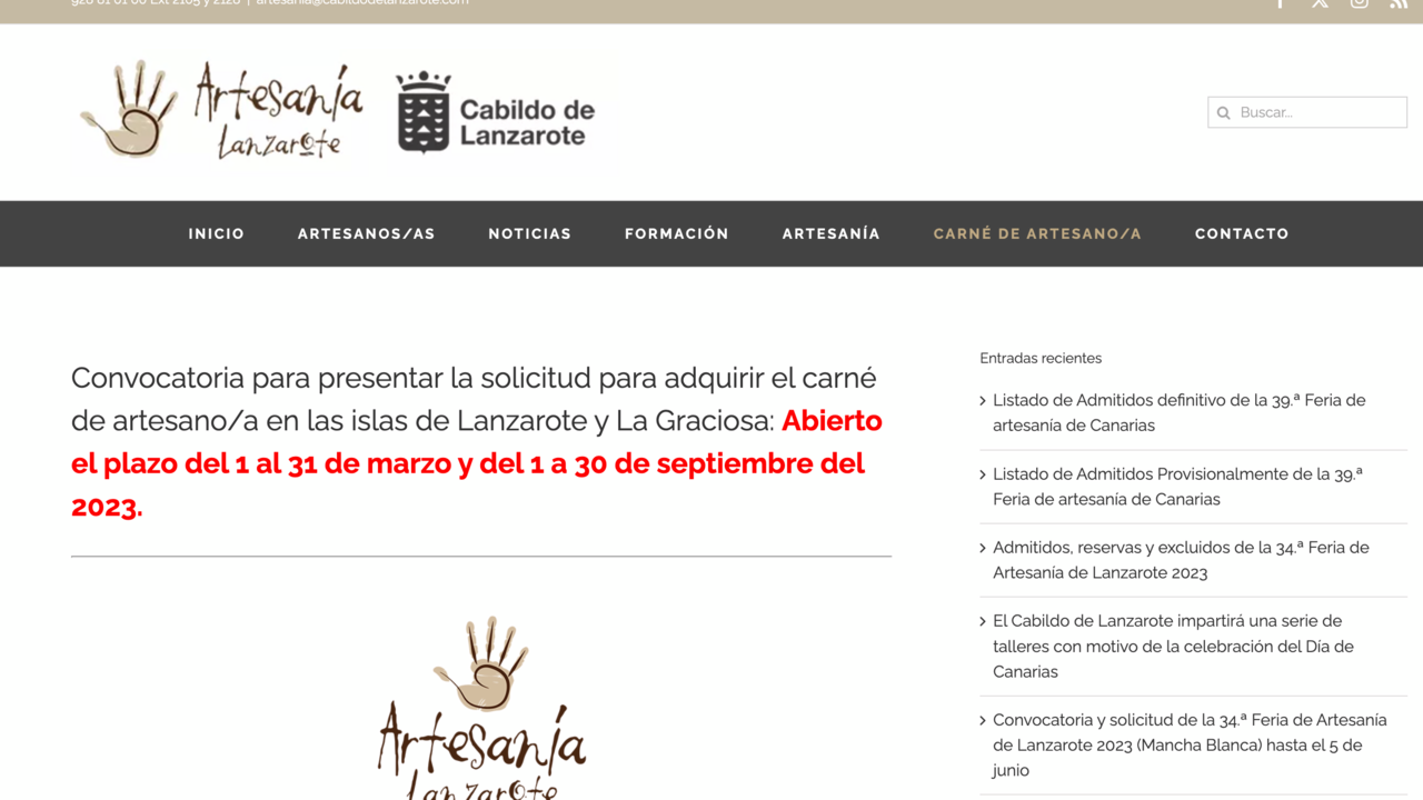 Web Artesanía Lanzarote.