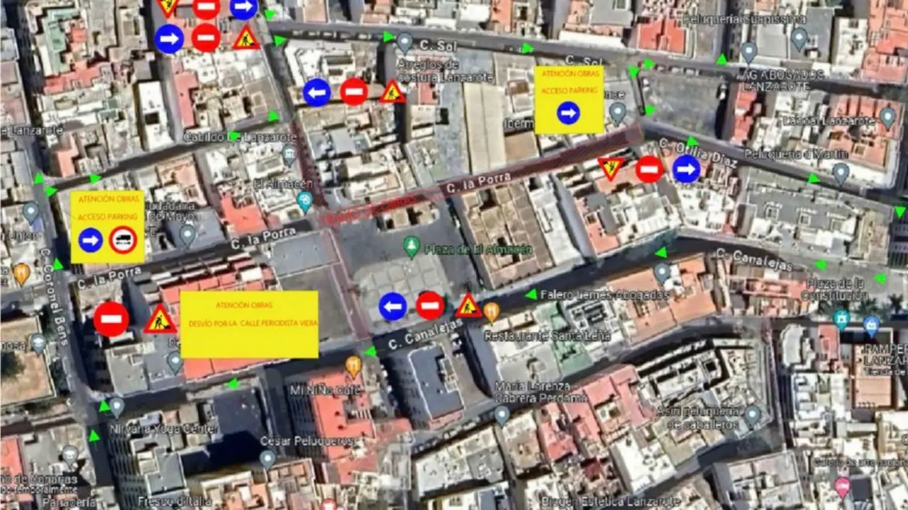 Mapa con los cortes de las calles