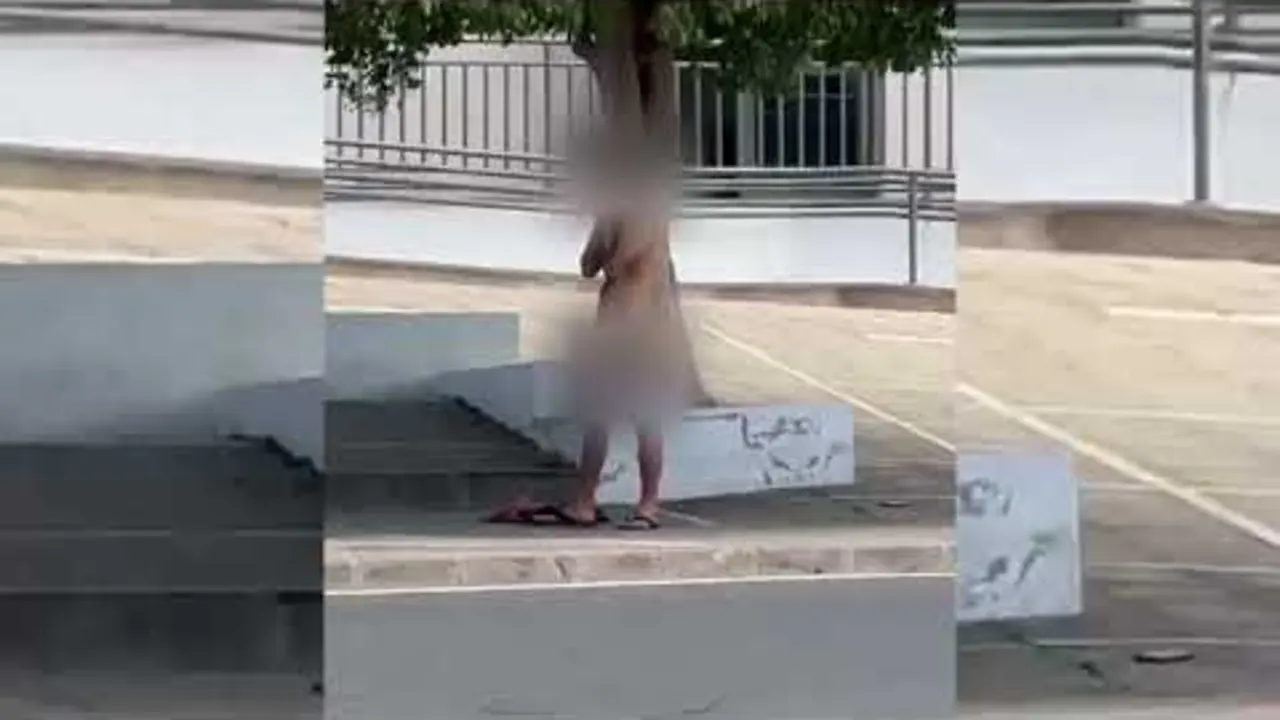 Hombre desnudo en Arrecife.