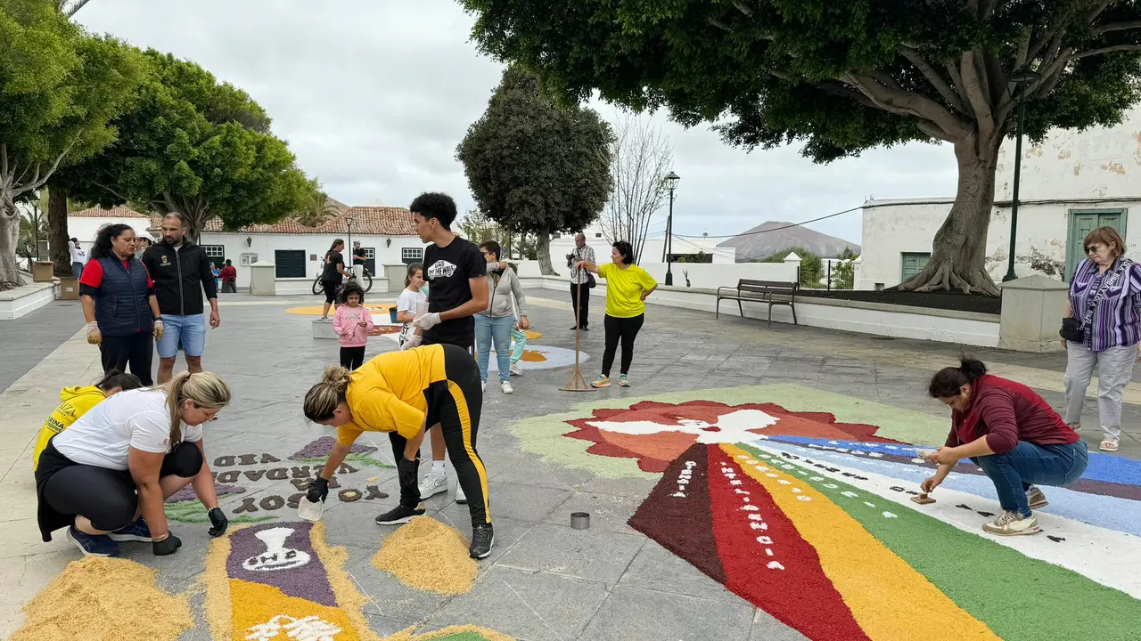 Elaboración de alfombras.