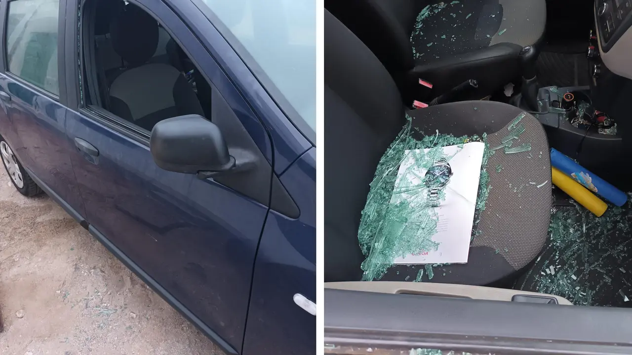 Coche vandalizado en Famara