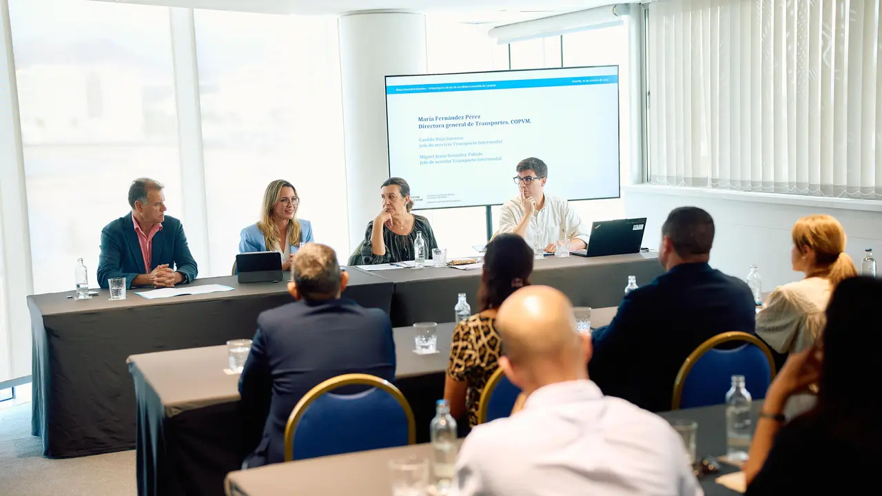 María Fernández explica a las administraciones de Lanzarote el proceso participativo para elaborar la primera ley de movilidad sostenible de Canarias.