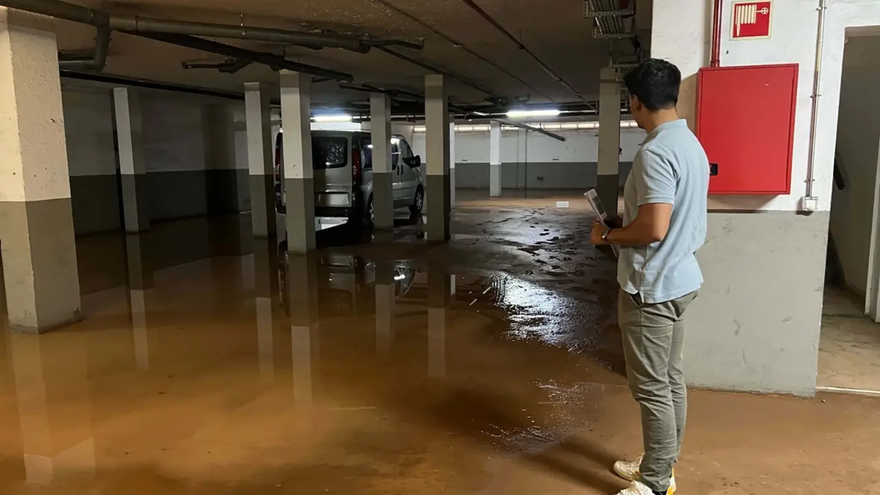 Uno de los garajes afectados por la lluvia en Arrecife