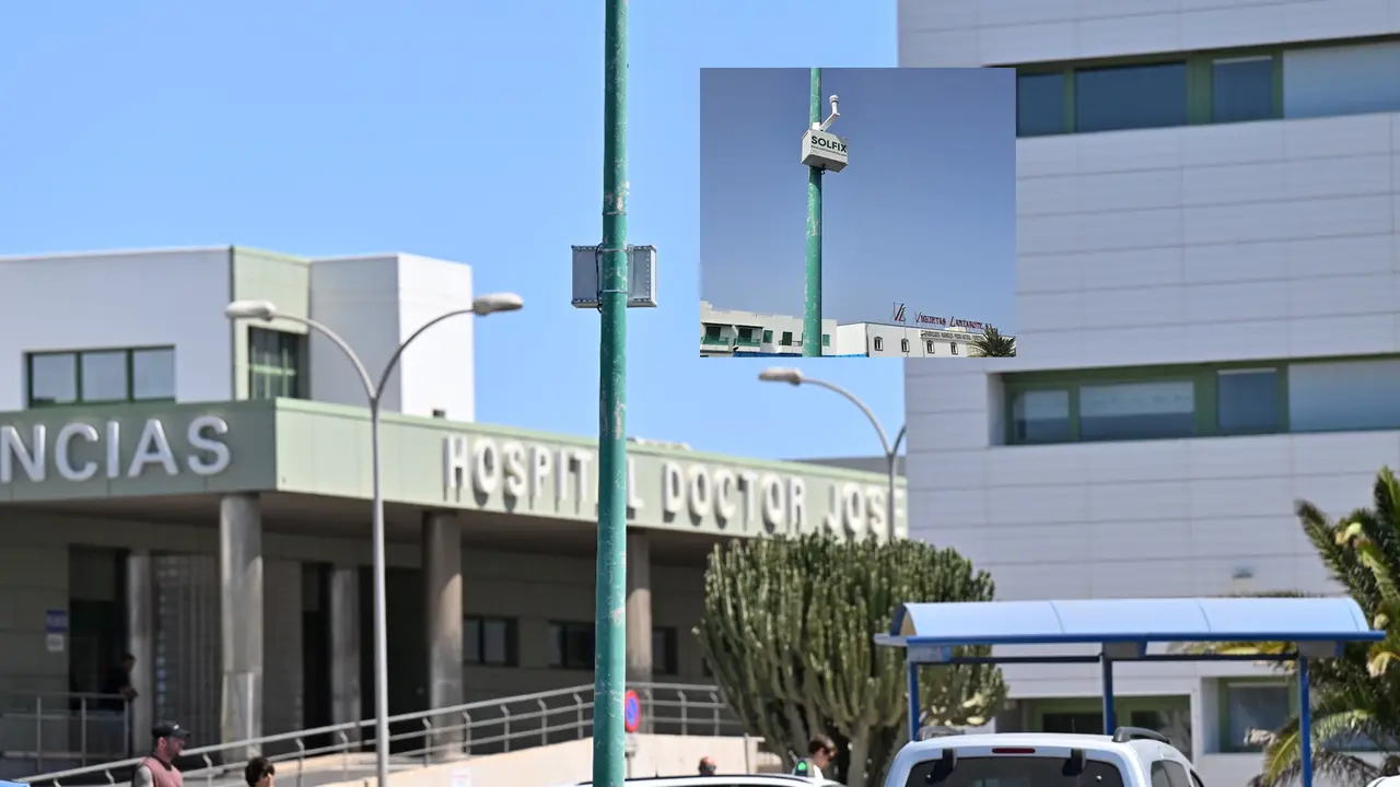 Sensores para medir la calidad del aire instalado por el Ayuntamiento de Arrecife. Zona Hospital General de Lanzarote