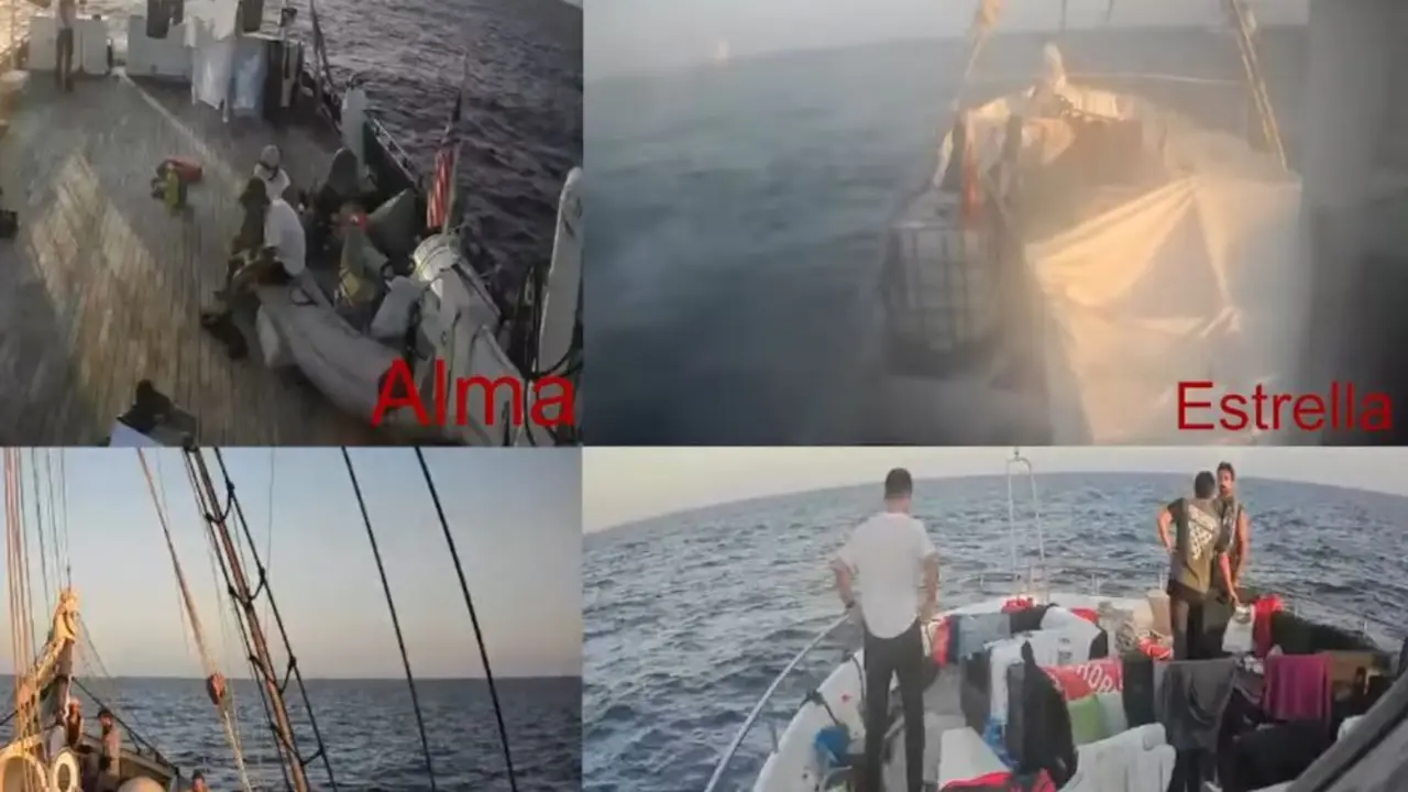 Algunos de los barcos de la Flotilla de la Libertad